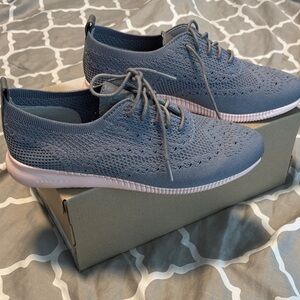 Cole Haan Gray Knit Sneakers with Pink Soles